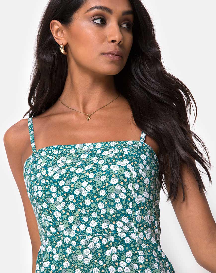 Kaoya midi dress in sales floral field green by motel