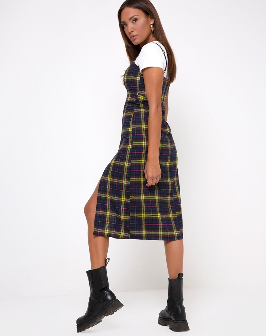Kaoya Dress in Plaid Brown Yellow Check