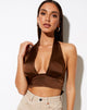 Image of Keiza Crop Top in Satin Rich Brown