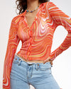 Image of Motel X Barbara Kristoffersen Kelly Shirt in 70s Ripple Tangerine
