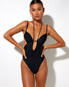 Image of Kenzo Strappy Swimsuit in Black