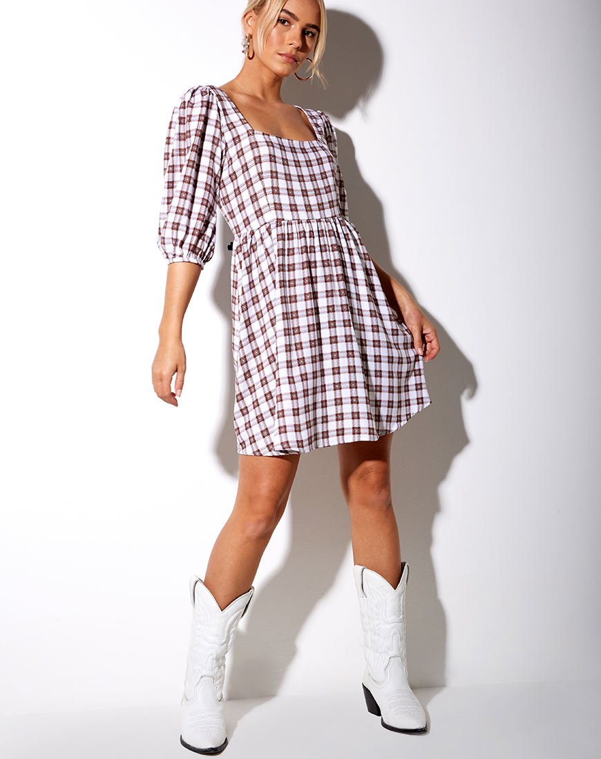 Image of Kezie Dress in Checkmate Brown