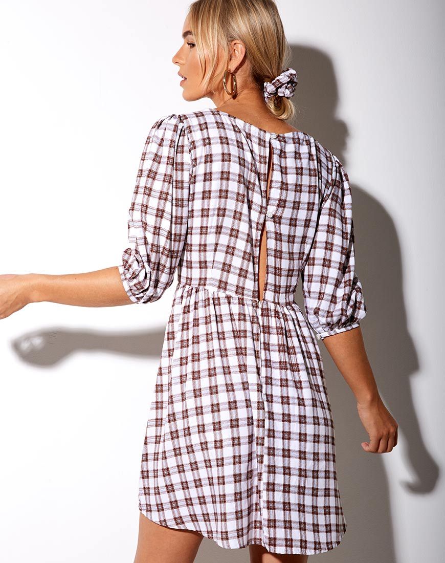 Image of Kezie Dress in Checkmate Brown
