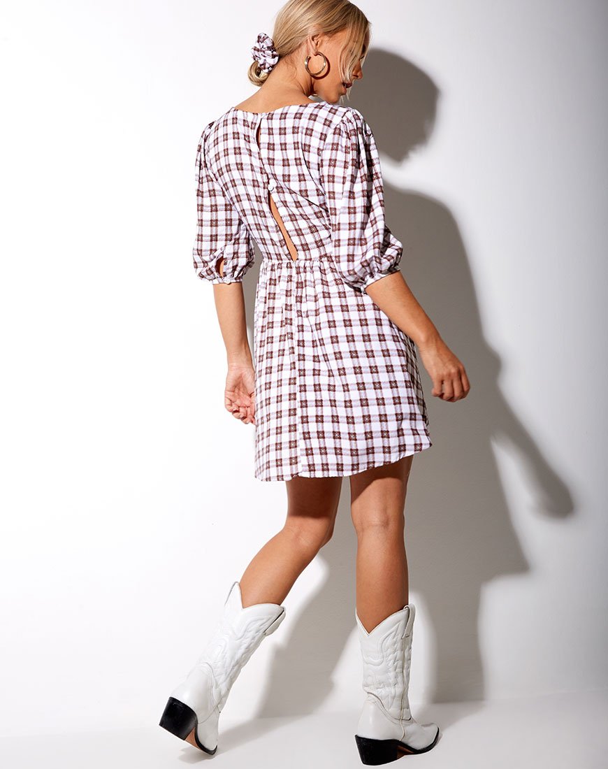 Image of Kezie Dress in Checkmate Brown