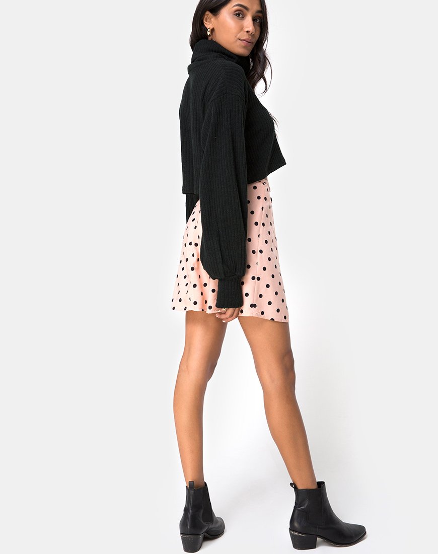Image of Khabel A-Line Skirt in New Polka Nude Black