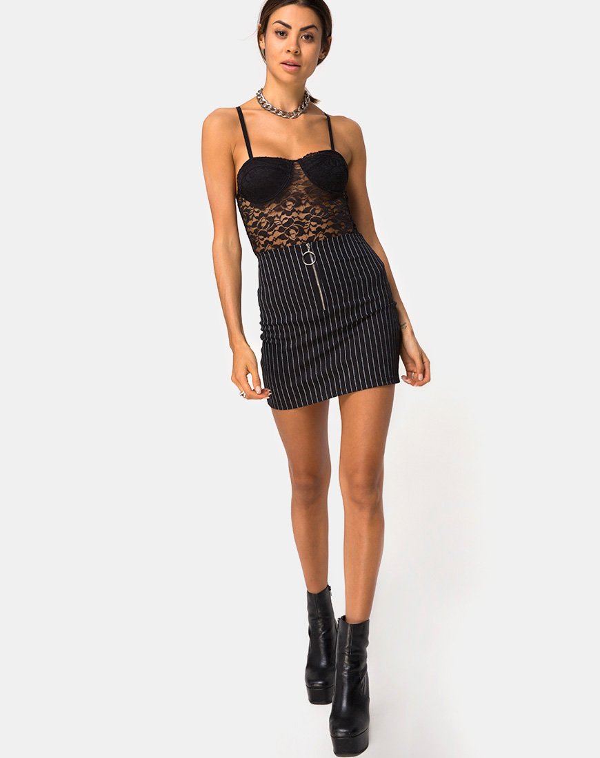 Image of Kimber Skirt in Pinstripe Black