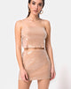 Image of Kimmy Bodycon Skirt in Camel with Clear Sequin