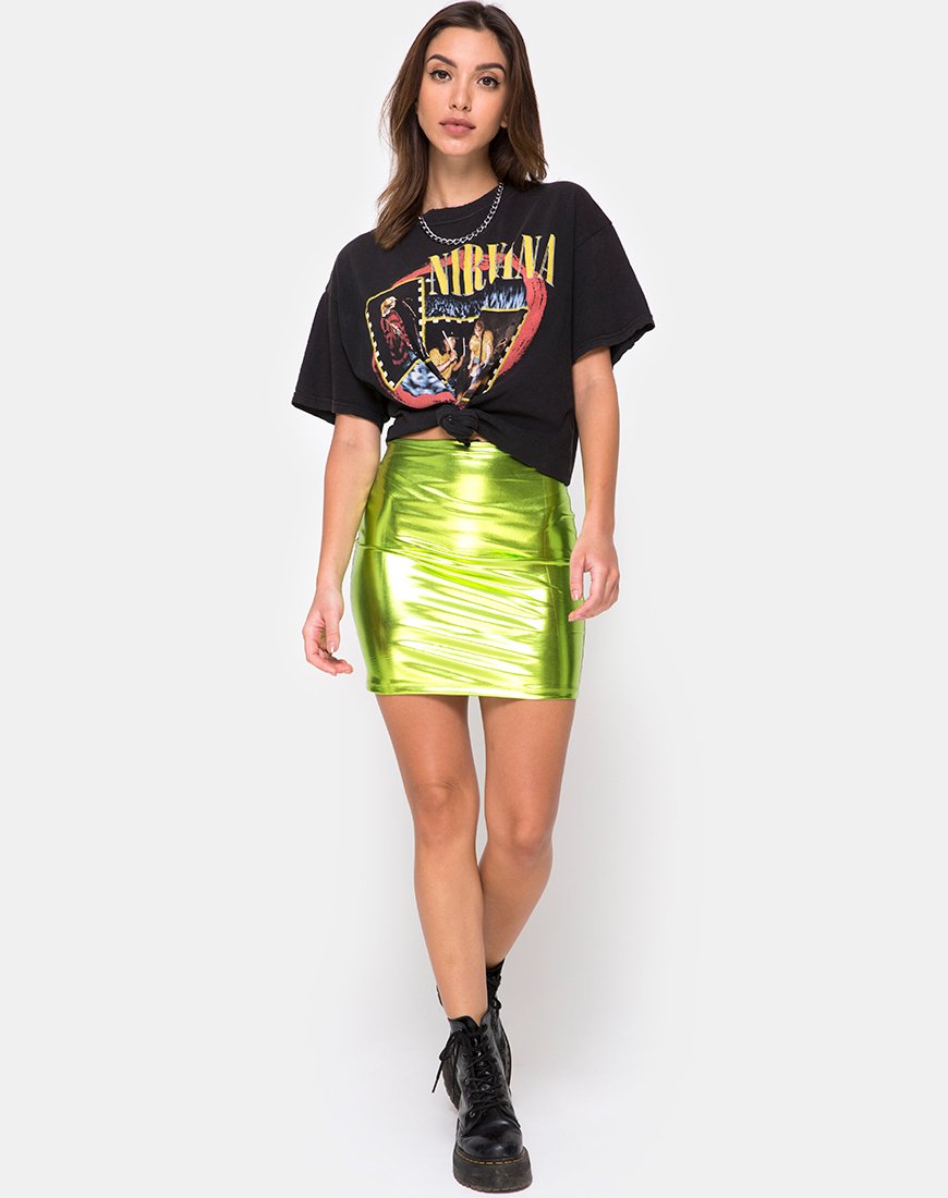 Image of Kimmy Skirt in Metallic Green