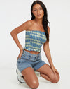 Image of Kiyo Bandeau Top in Colourpop Check Green and Blue