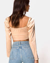 Image of Laman Crop Top in Satin Champagne