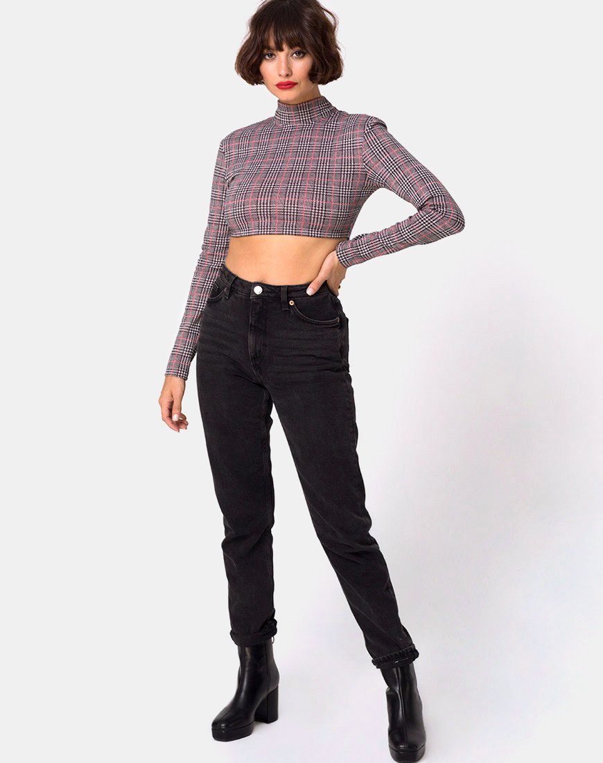 Image of Laretta Crop Top in Charles Check Blush