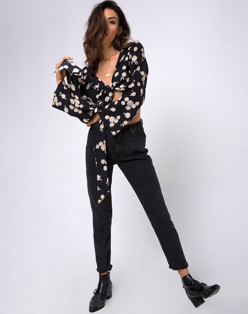 Image of Laya Wrap Top in Grunge Daisy Floral