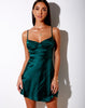 Image of Lebby Mini Dress in Satin Forest Green