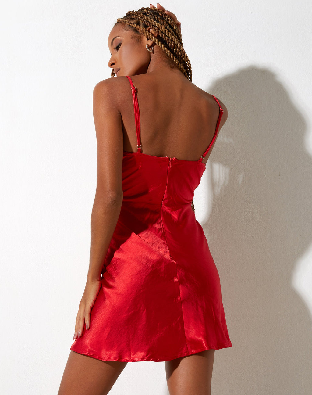 Lebby Mini Dress in Satin Red