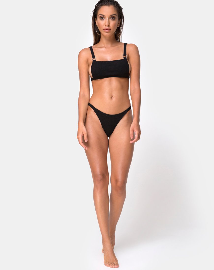 Image of Leema Bikini Bottom in Black Rib