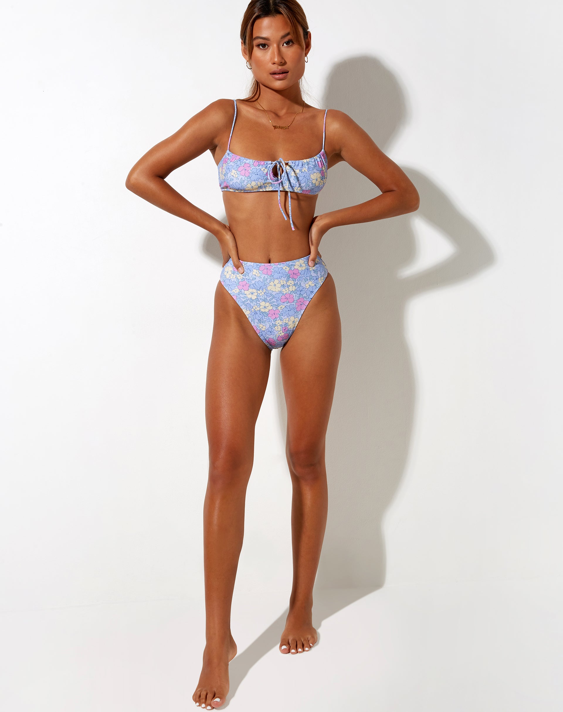 Image of LIANA BIKINI TOP WASHED OUT PASTEL FLORAL