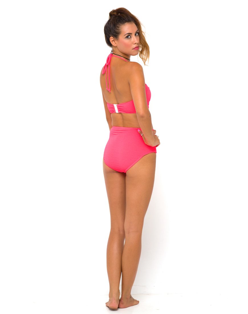 Image of Motel Longline Bikini Top in Neon Pink