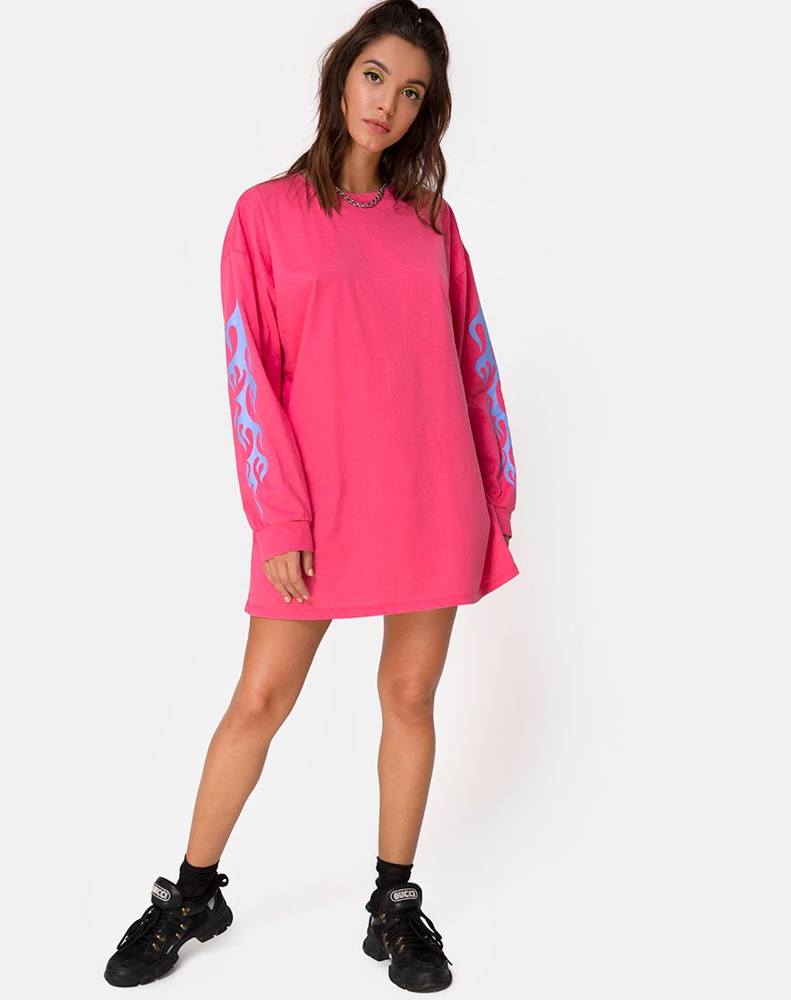 Image of Lotsun Sweatshirt in Pink with Flame