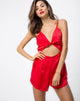 Image of Lozay Cutout Playsuit in Satin Red