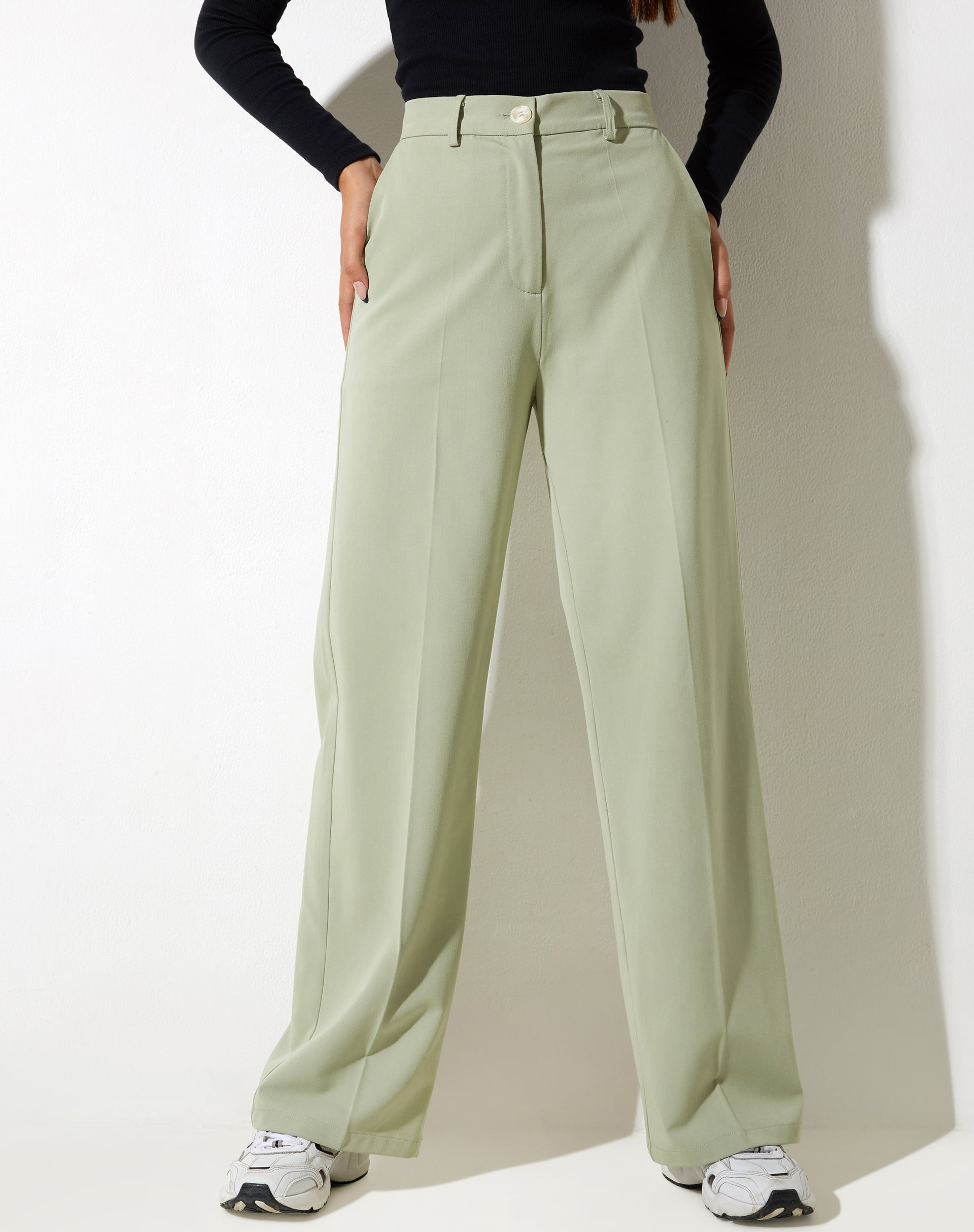 ボトムスその他 The Attico Sage green trousers with zip Sage green long pant for Women | THE ATTICO®