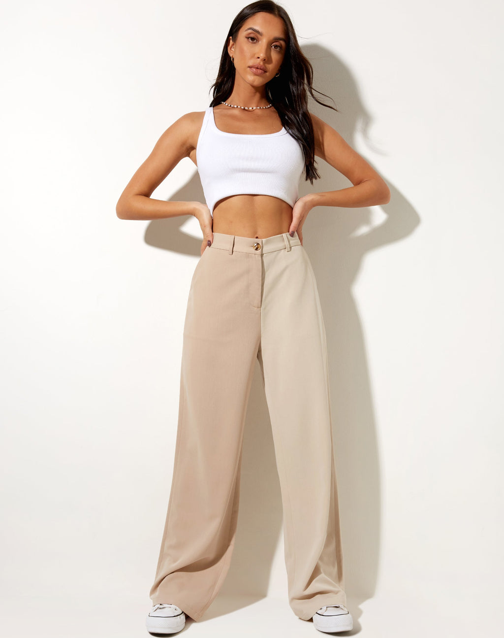 Abba Trouser in Contrast Tan and Beige