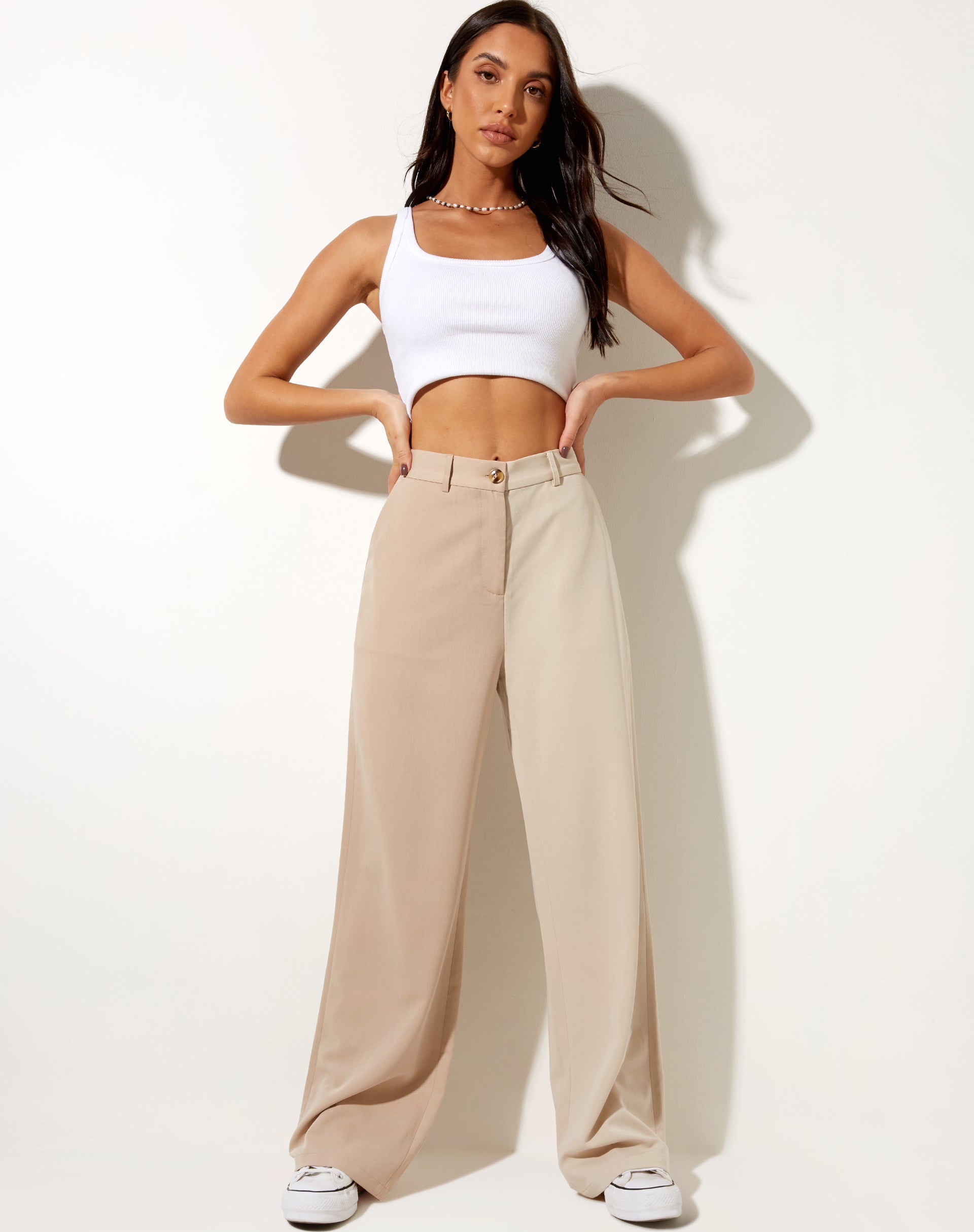 Image of Abba Trouser in Contrast Tan and Beige