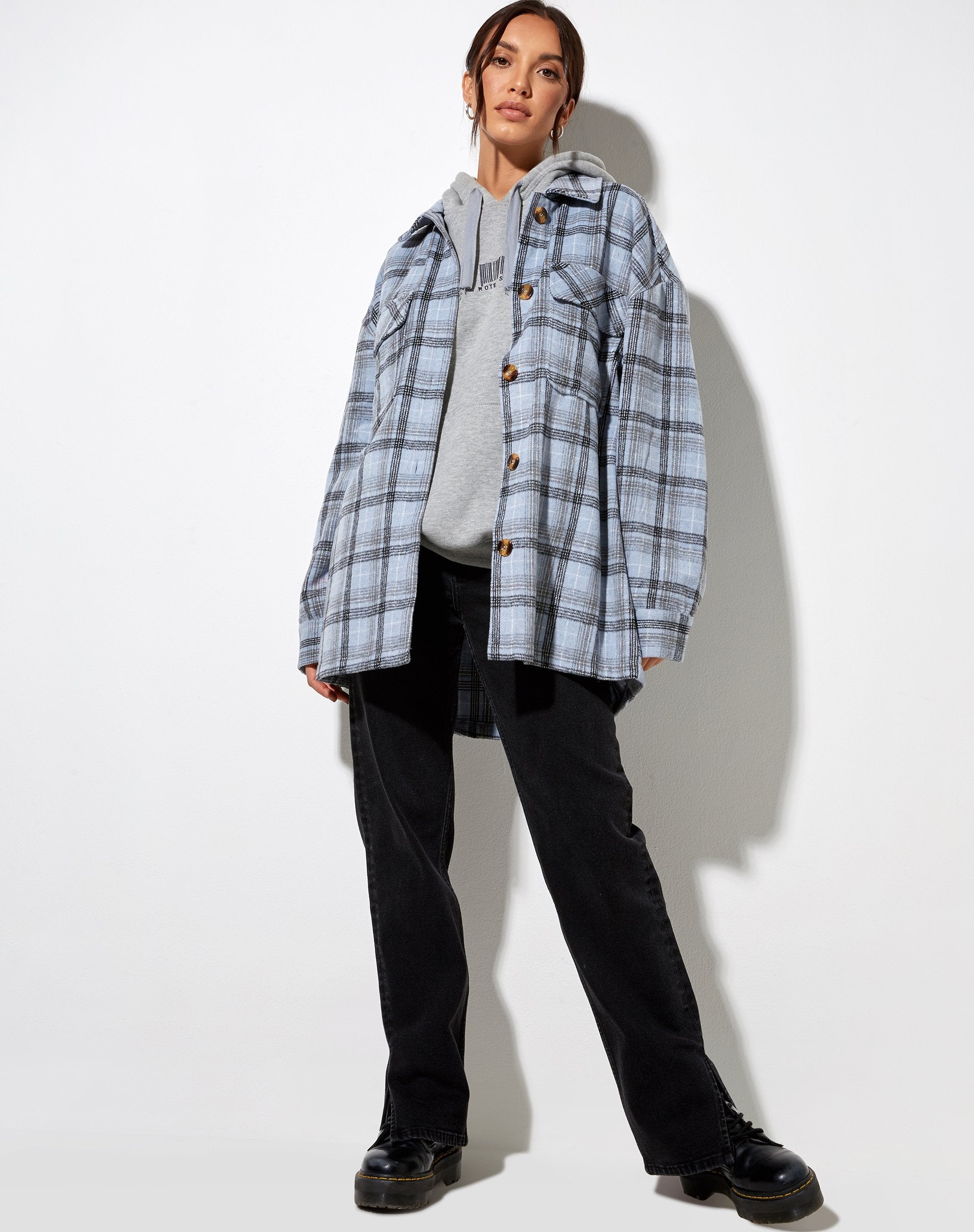 Image of Marcella Shirt in Blue and Black Check