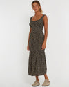 image of Marisol Maxi Dress in Ditsy Floral Bronze
