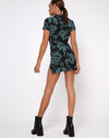 Image of Marlin Bodycon Dress in Dragon Flower Black and Mint