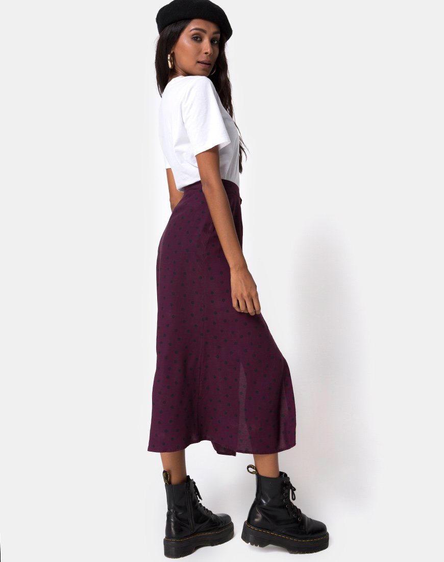 Image of Marni Midi Skirt in Skater Polka Wine