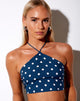 Image of Maudy Crop Top in Medium Polka Navy