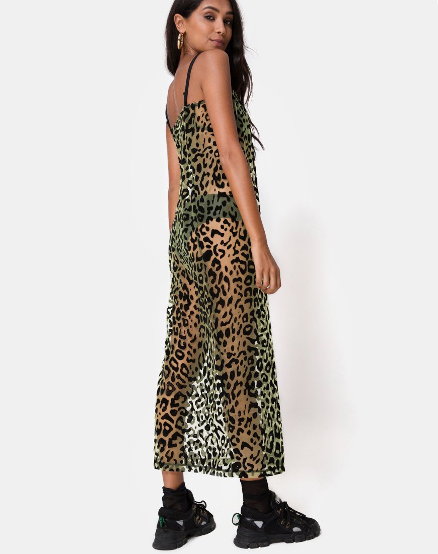 Image of Maxine Maxi Dress in Lime Animal Flock