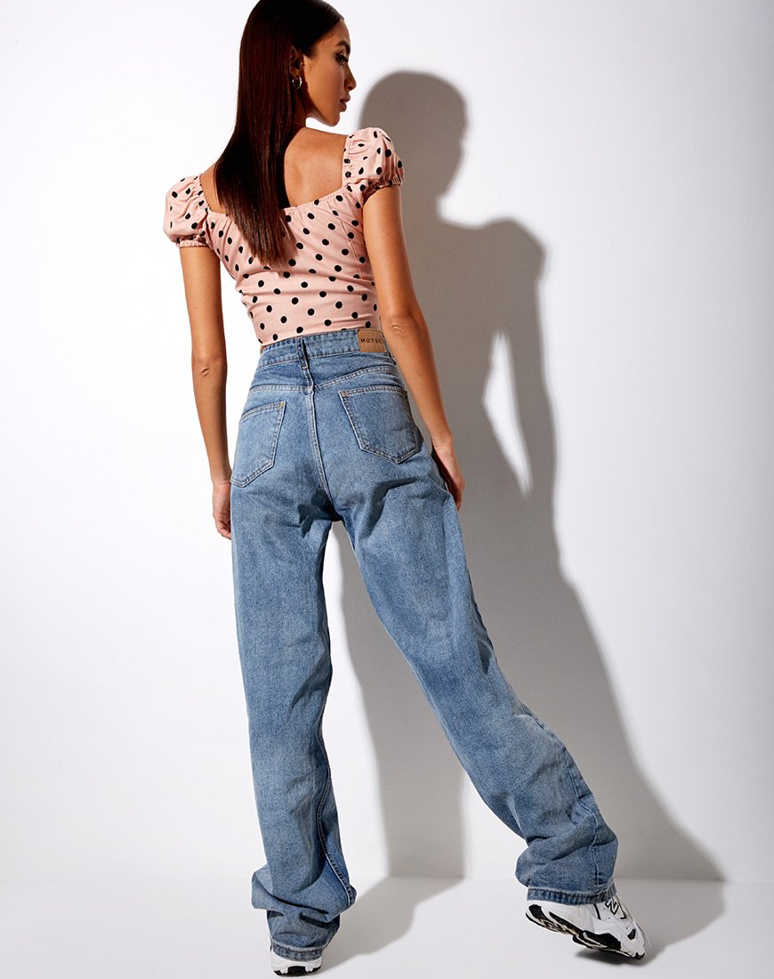 Image of Mazu Crop Top in New Polka Nude Black