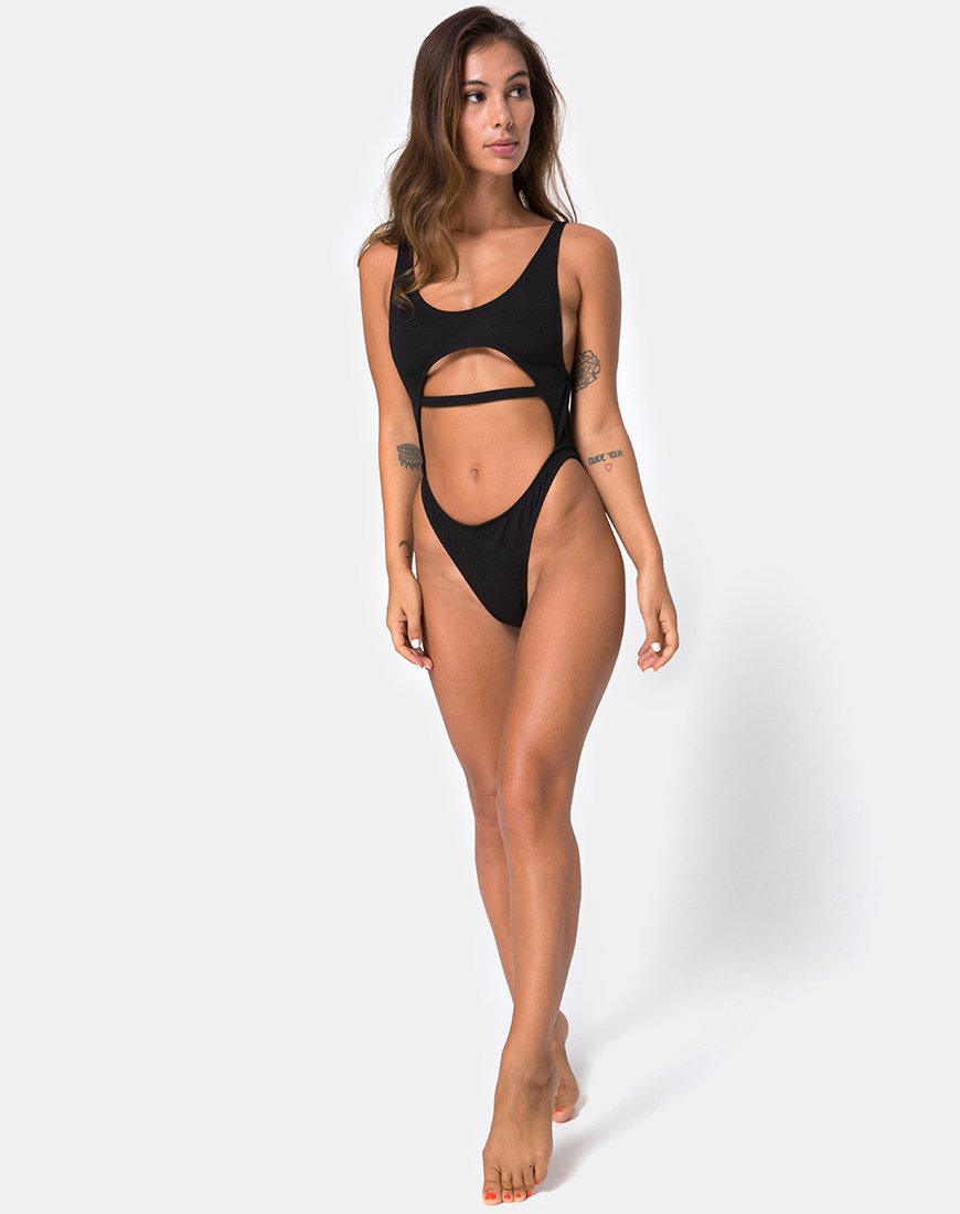 Image of Mejia Swimsuit in Rib Black