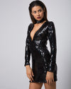 Image of Meli Dress and Choker in Fishscale Sequin Black Iridescent