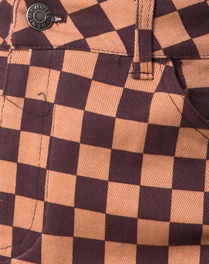 Image of Mini broomy Skirt in Checkerboard Tan