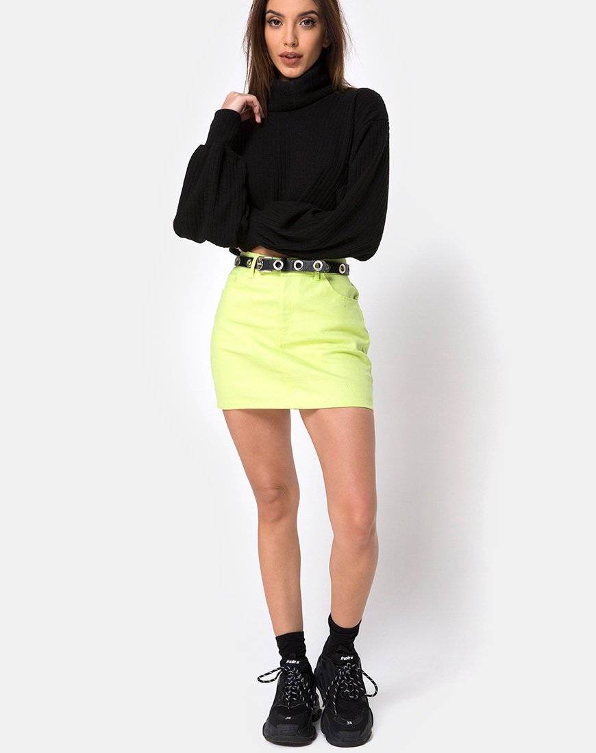 Lime Denim Mini Skirt | Mini Broomy – motelrocks-com-eur
