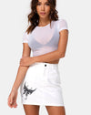 Image of Mini Broomy Skirt in White w/ Butterfly Black Embro