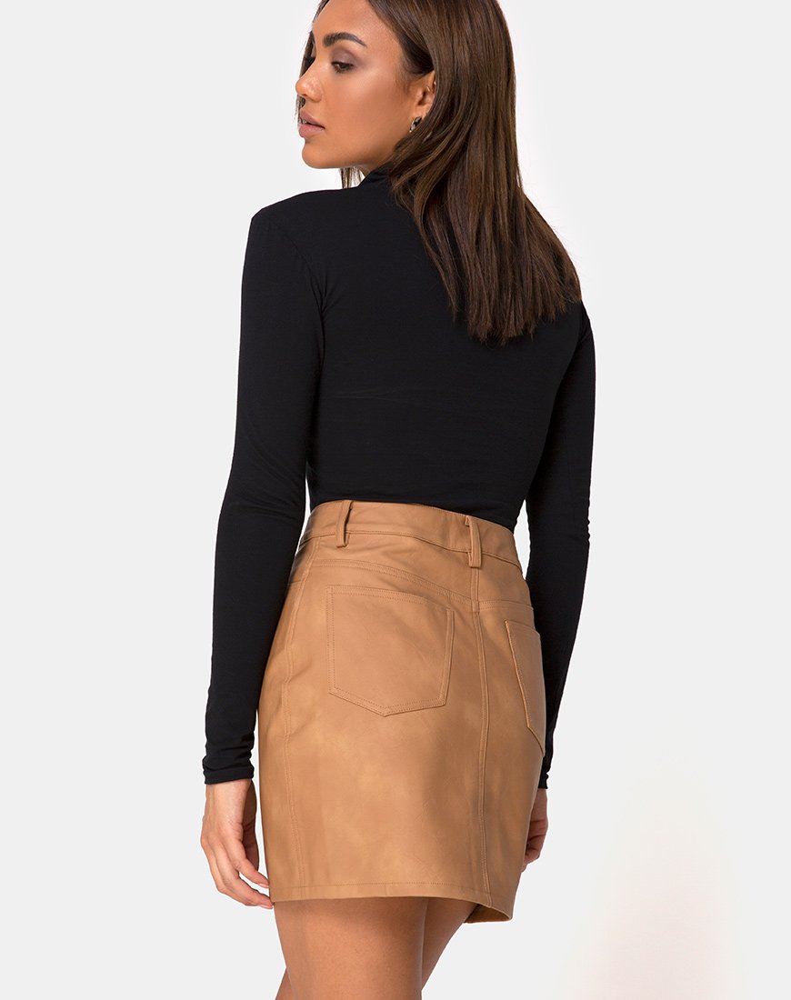 Image of Mori Skirt in PU Brown