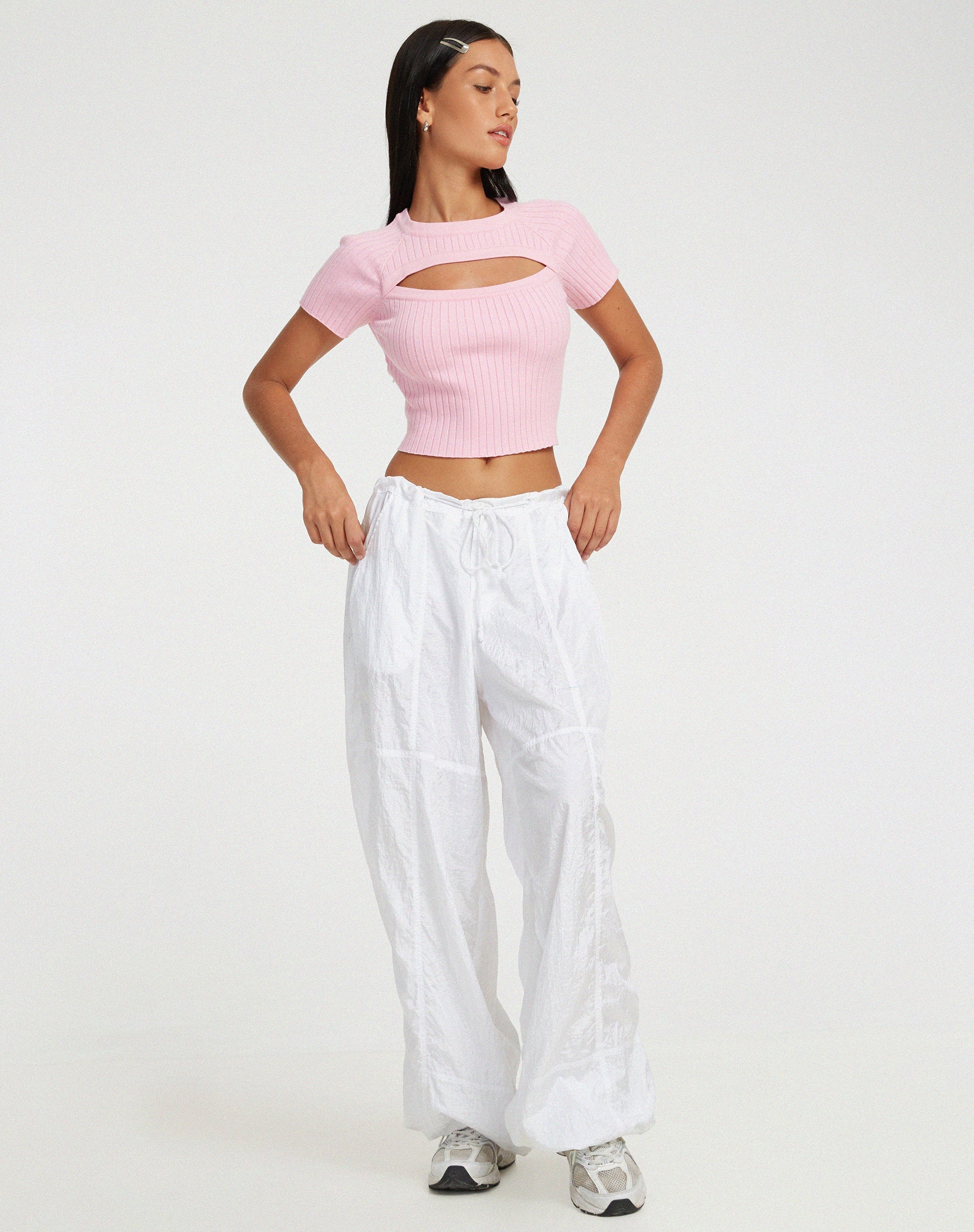 image of Morsche Cut Out Crop Top in Pink