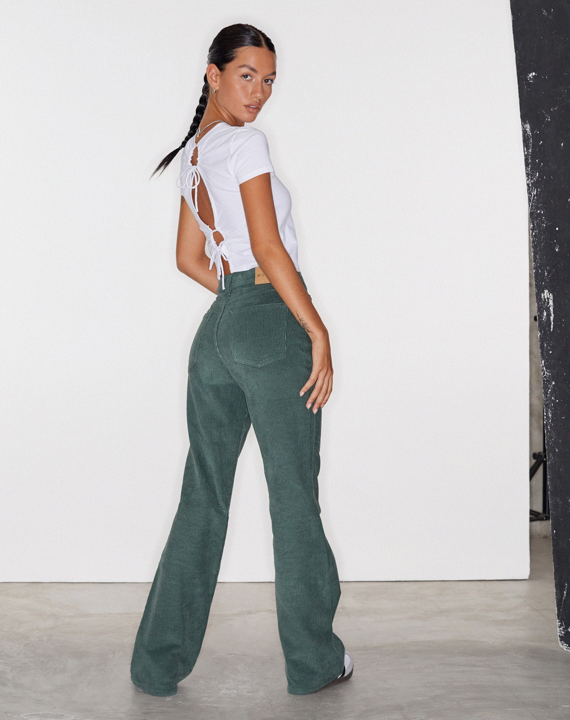 Image of MOTEL X OLIVIA NEILL Bootleg Jeans in Cord Green