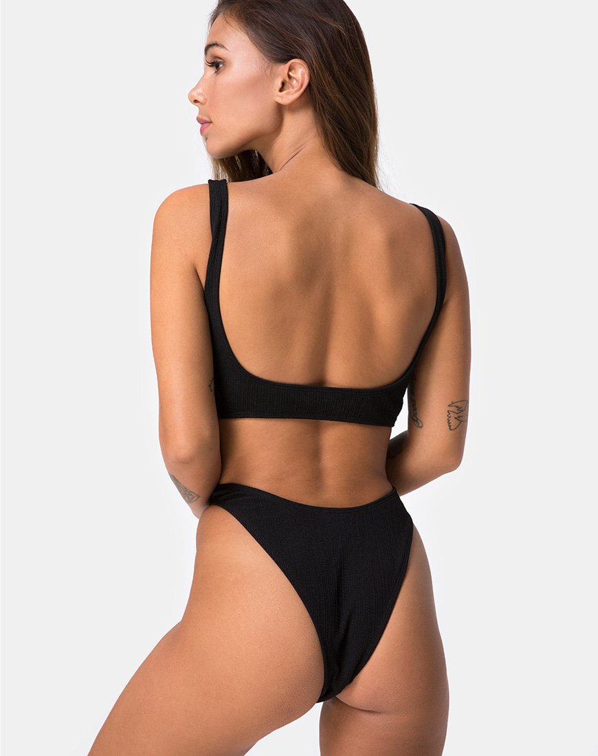 Image of Mozu Bikini Top in Rib Black