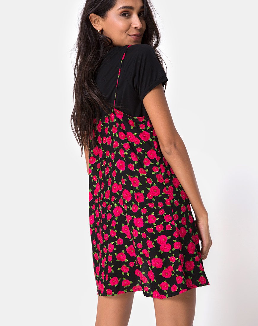 Sanna Slip Dress in Red Bloom