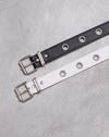 Image of Single Eyelet Grommet Belt in PU Leather White