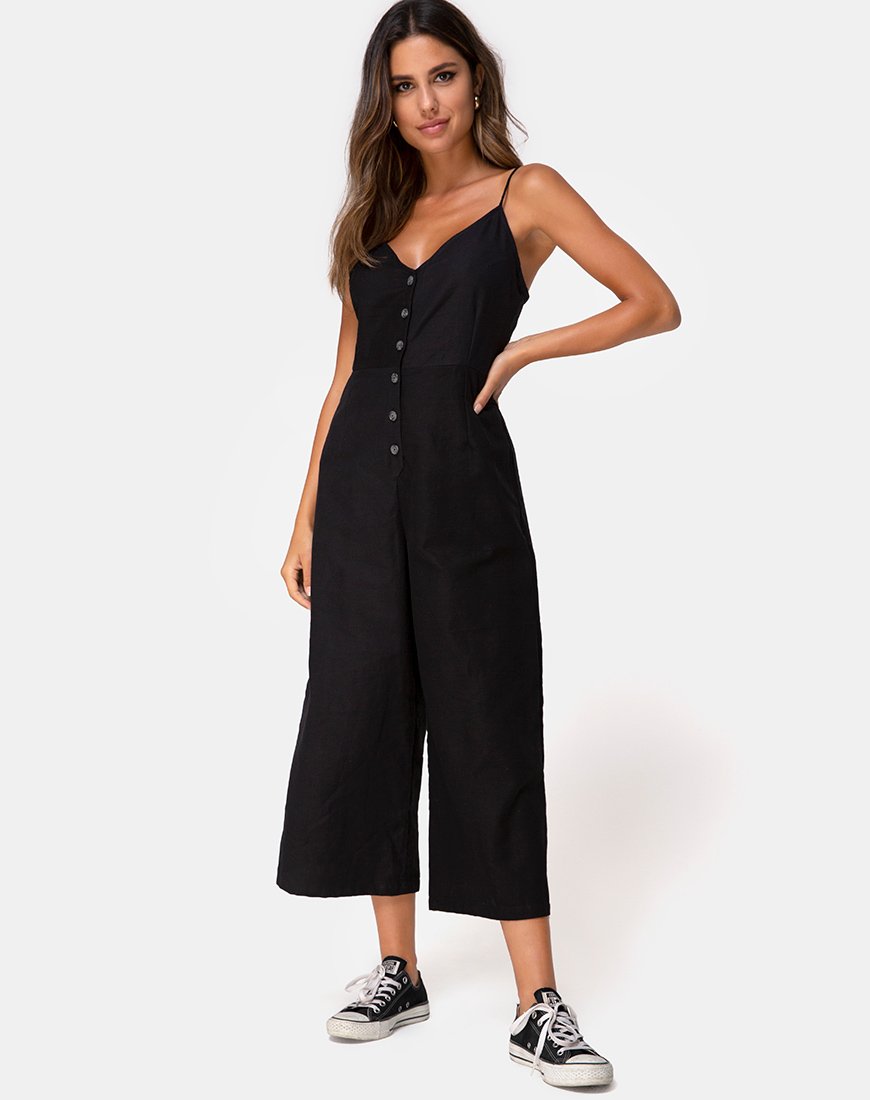 Strappy Button Through Black Jumpsuit | Nasa – motelrocks-com-eur