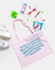 Image of Tote Bag in Soft Pink with Almond Milk Girl Text  X Top Girl