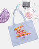 Image of Tote Bag in Soft Blue with Overdraft Text Text  X Top Girl