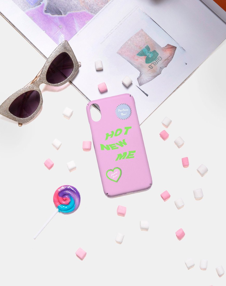 Image of Phone Case in Matte Pink with Hot New Me  X Top Girl