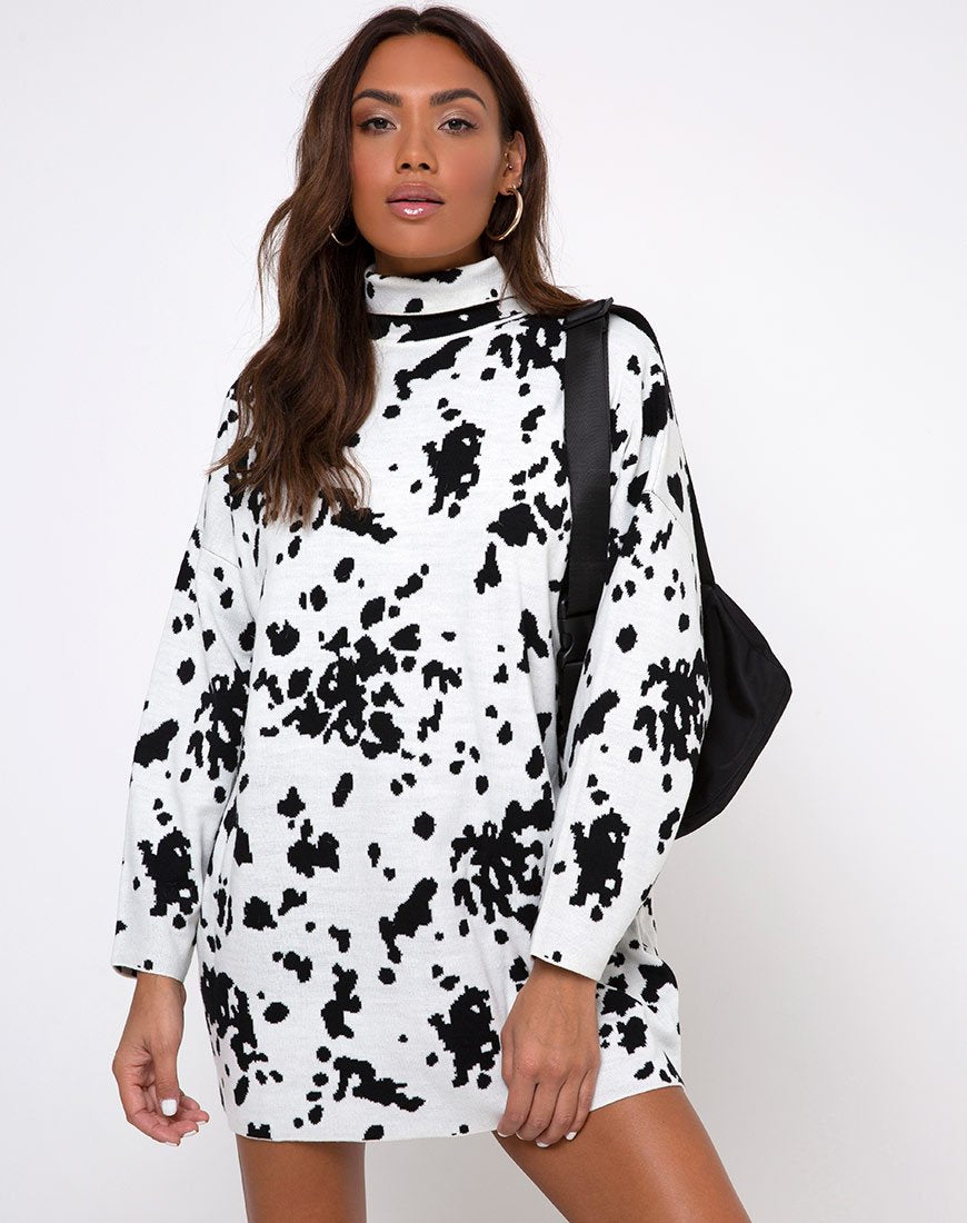 Black and White Roll Neck Jumper Dress | Neve – motelrocks-com-eur