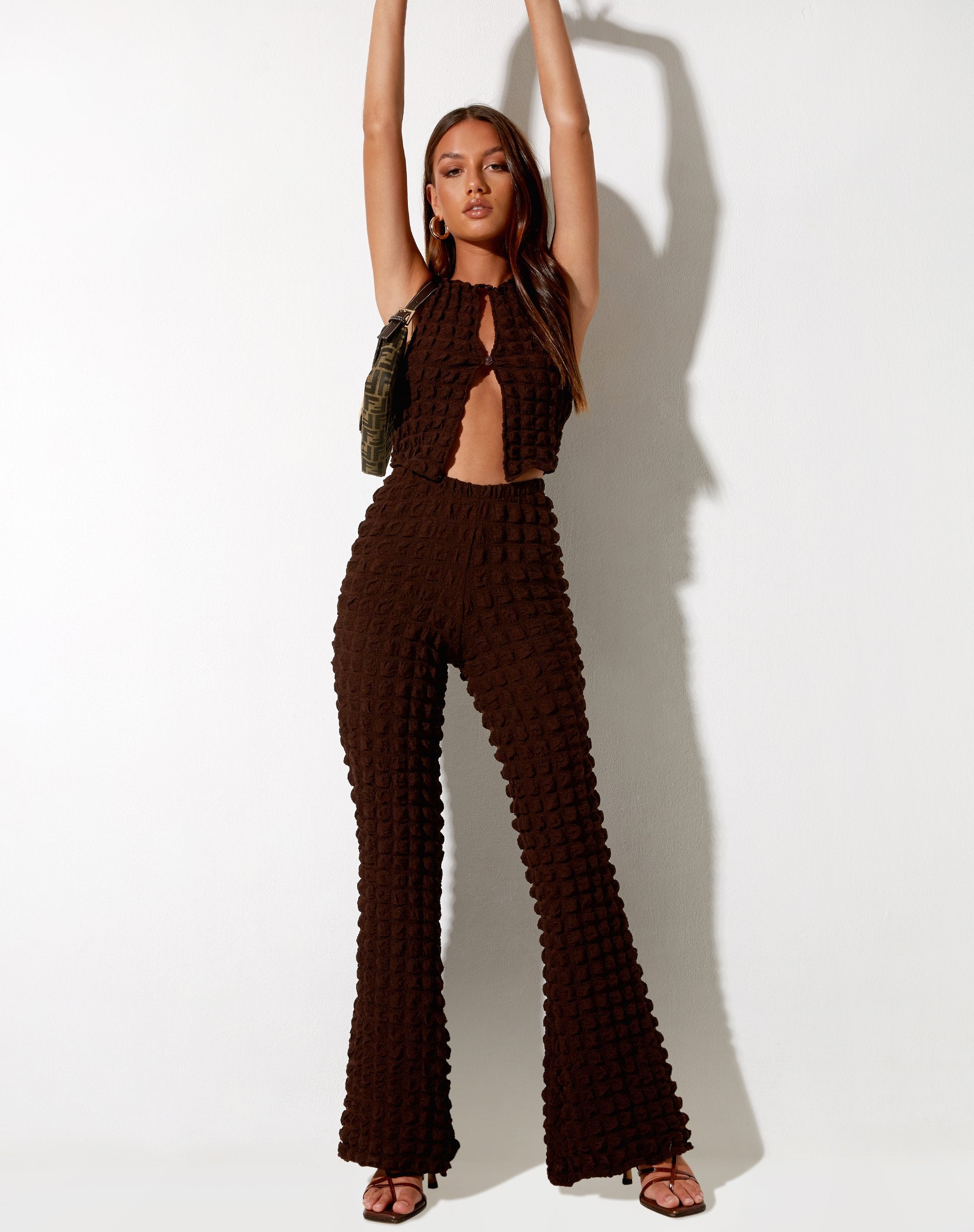 Image of Meldi Trouser in Bubble Jersey Brown